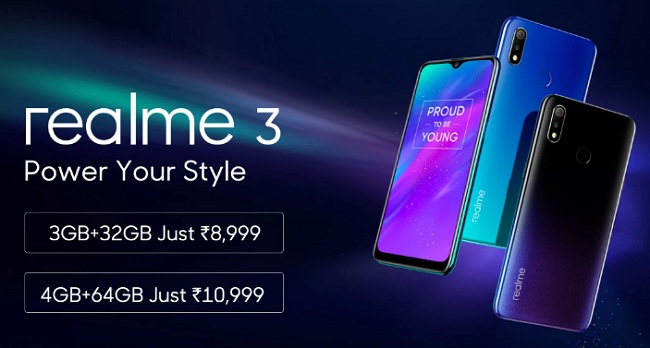 India Desire : Buy Realme 3 (32 GB, 3 GB RAM) at Rs. 6999 from Flipkart + Extra 10% Off With Axis Bank Card [Regular Price Rs 7999]